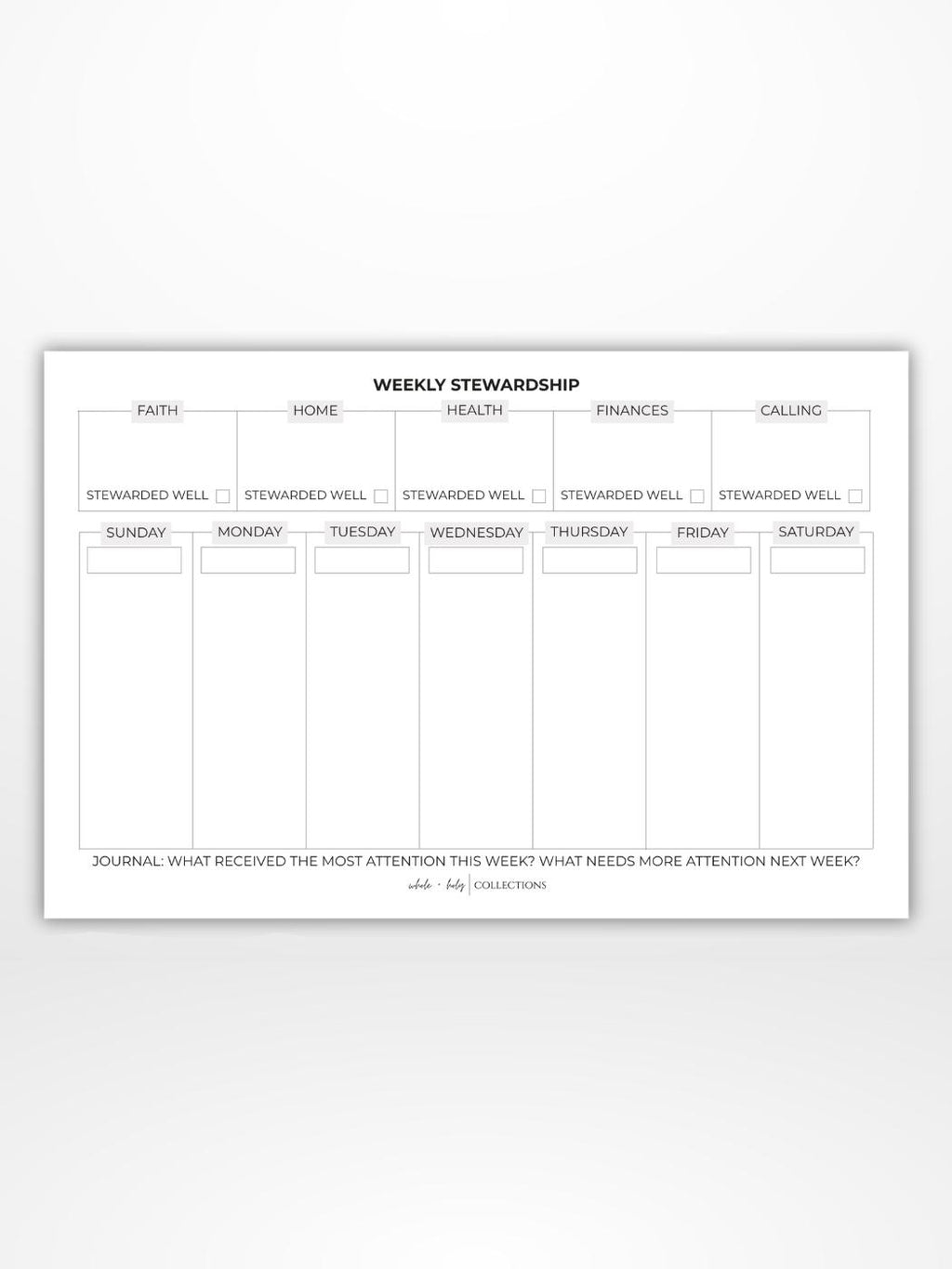 Weekly Notepad (Time Stewardship)