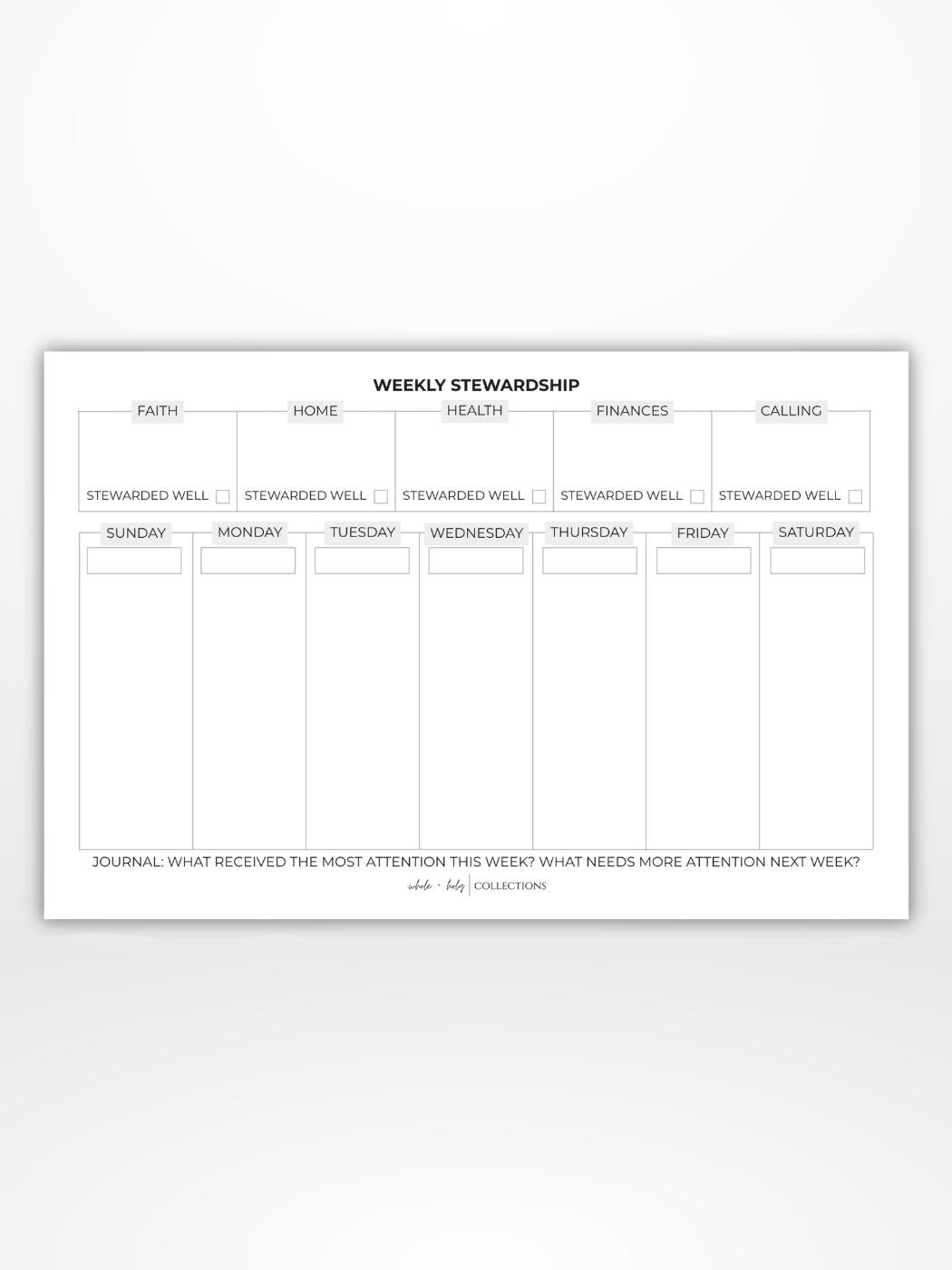 Weekly Notepad (Time Stewardship)