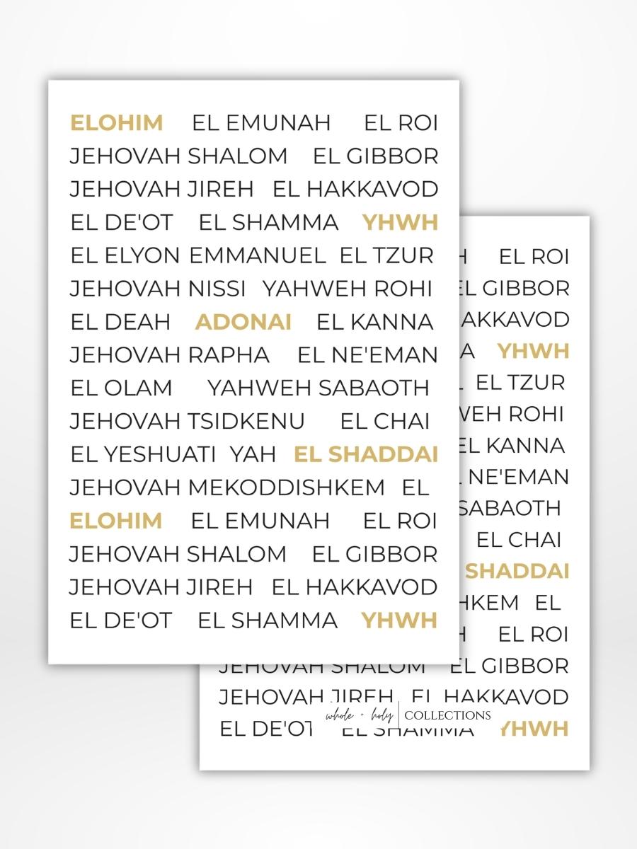 Names of God Dashboard (A5)