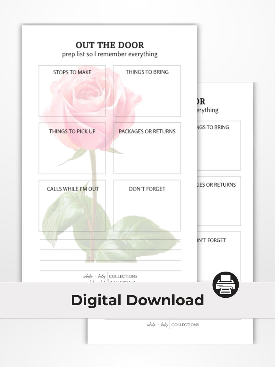 Out the Door Errands Printable (Digital Download - Half Letter Size)