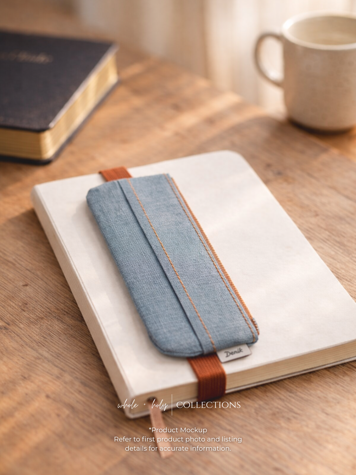 Distressed Denim Elastic Notebook Pouch
