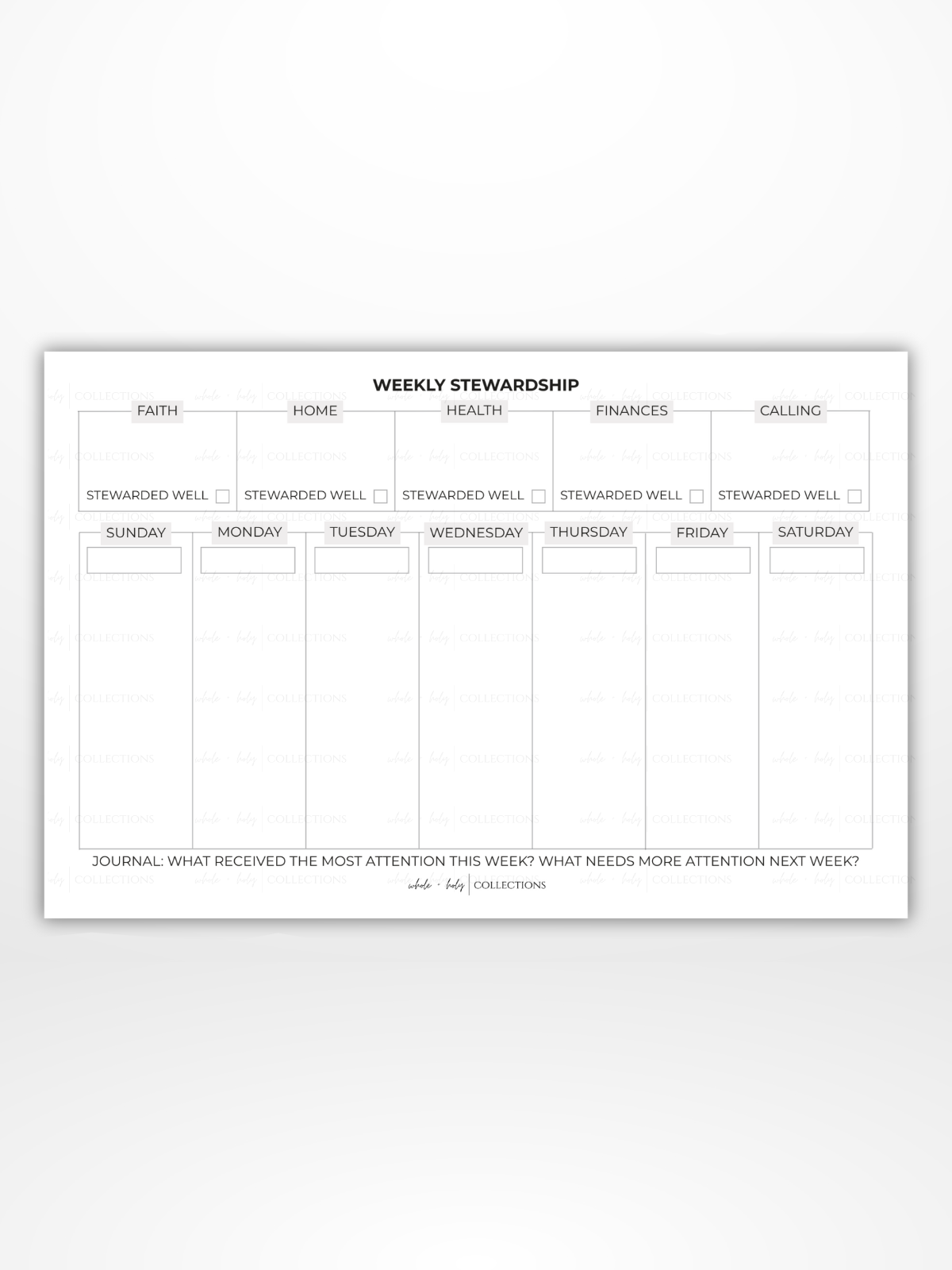 Weekly Notepad (Time Stewardship)