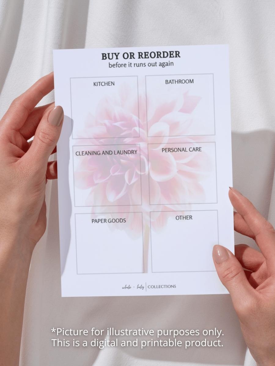 Buy or Reorder Items Printable (Digital Download - Half Letter Size)