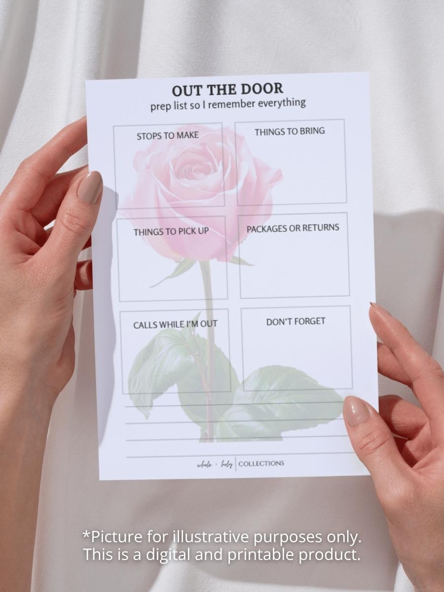 Out the Door Errands Printable (Digital Download - Half Letter Size)