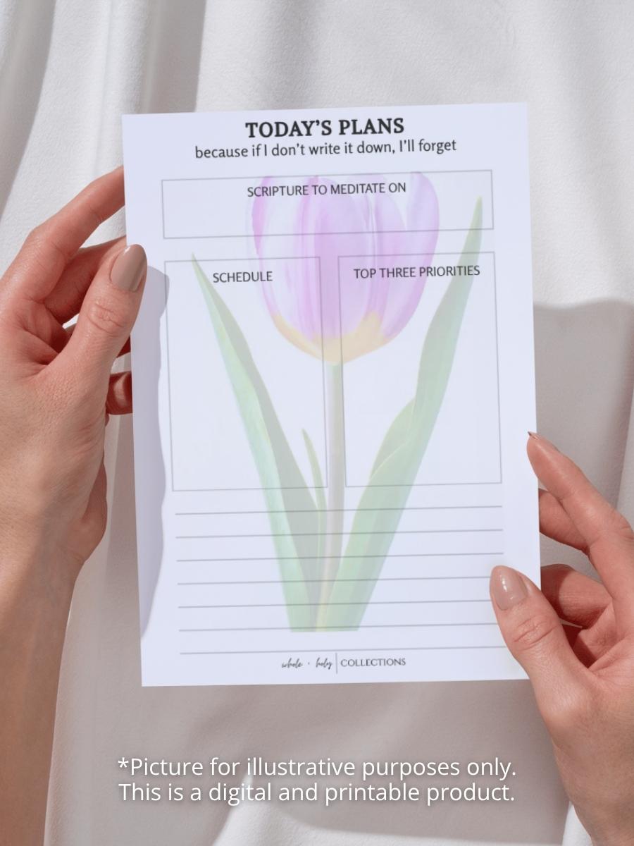 Today's Plans Printable (Digital Download - Half Letter Size)